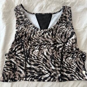 Jones New York Sport Black and Cream Patterned Top